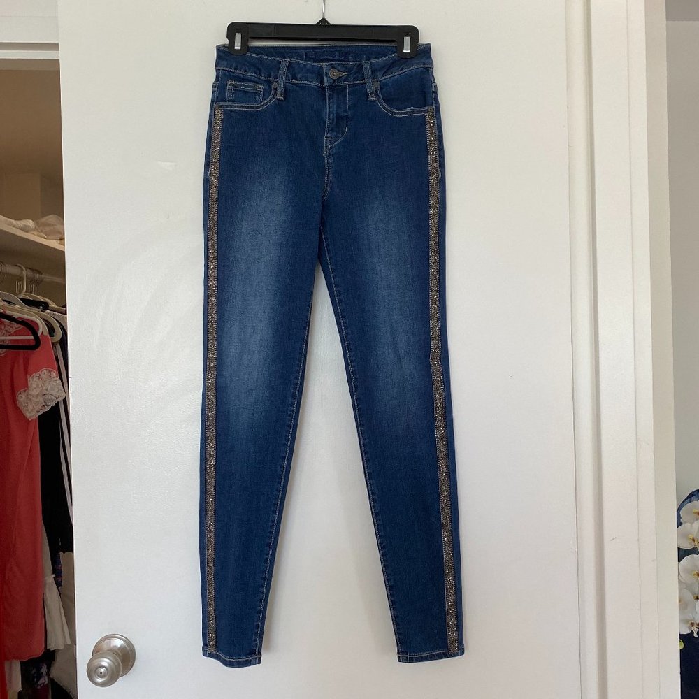 Skinny Jeans with Beaded Trim